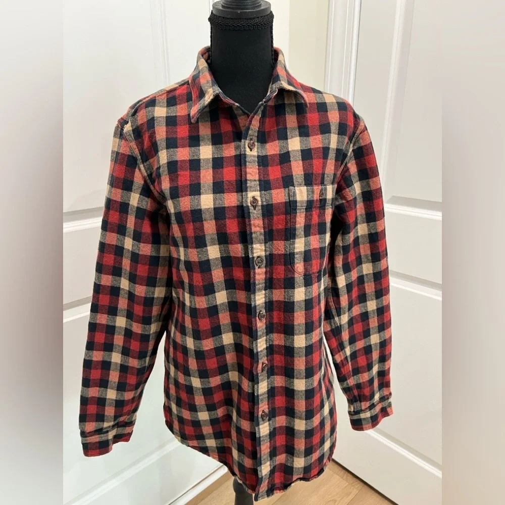 J. Crew Mercantile Flex Red and Black Plaid Shirt Medium